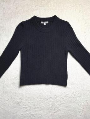 Madewell Readfield Ribbed Slim Crewneck Pullover Sweater Black Wool Blend Small